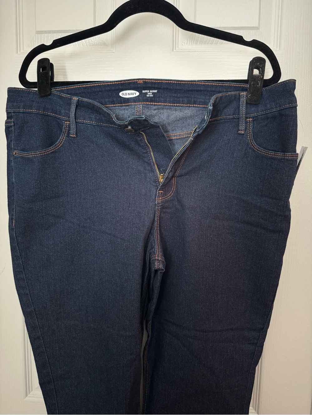 NWT Old Navy Women’s Super Skinny Ankle Mid-Ride Jeans in Dark Blue - Picture 4 of 7